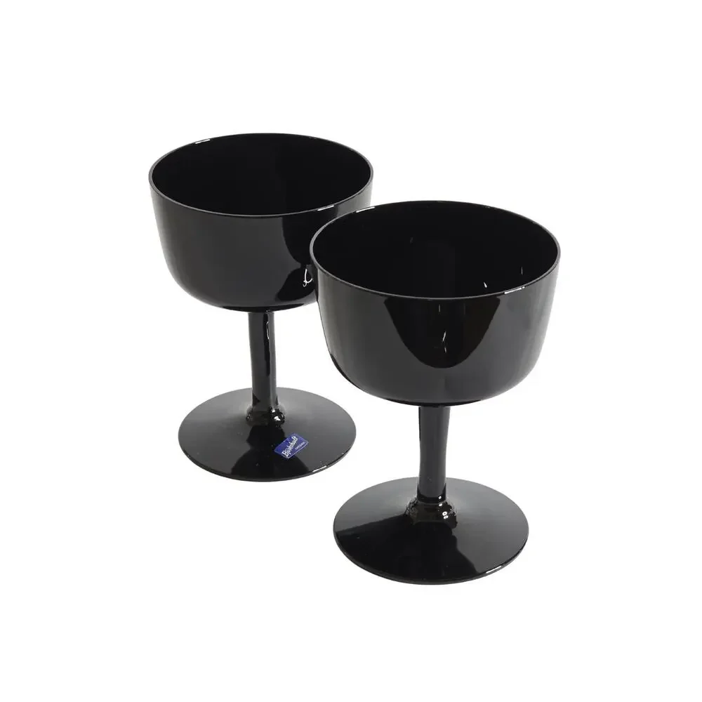 Swedish Black Crystal Champagne Coupe Glass Bjorkshult Scan Hans Christia Wagner